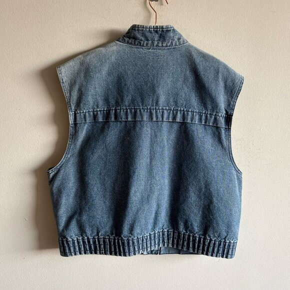 Lee Men Sleeve Less With Collar Front Button Closure Vintage Jeans Vest Blue Siz - Picture 5 of 6